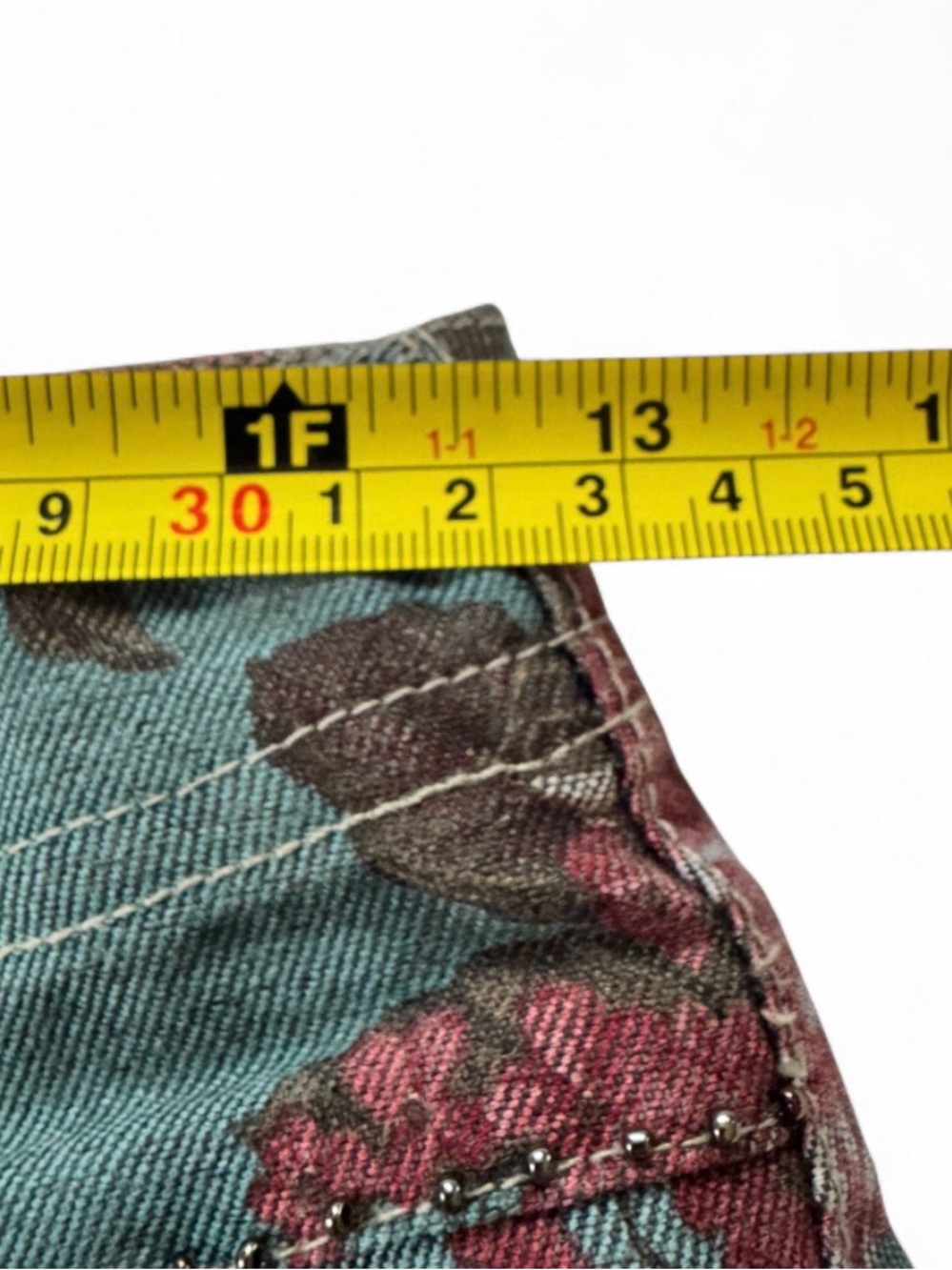 Floral Lowrise Pants in Teal and Rose - Picture 7 of 7